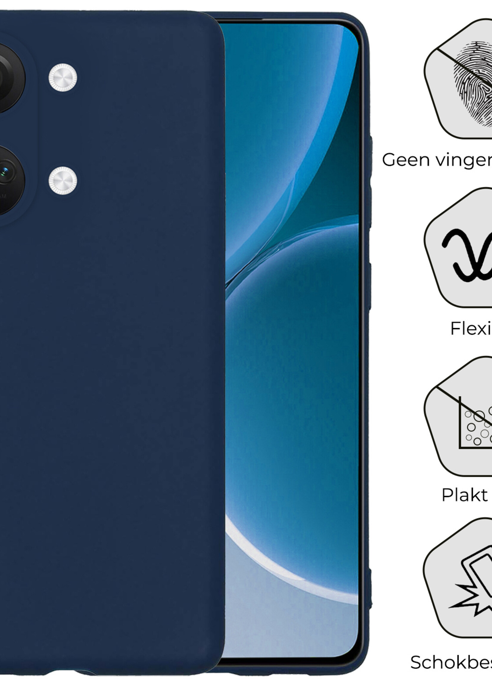 BTH Hoesje Geschikt voor OnePlus Nord 3 Hoesje Siliconen Case Hoes - Hoes Geschikt voor OnePlus Nord 3 Hoes Cover Case - Donkerblauw