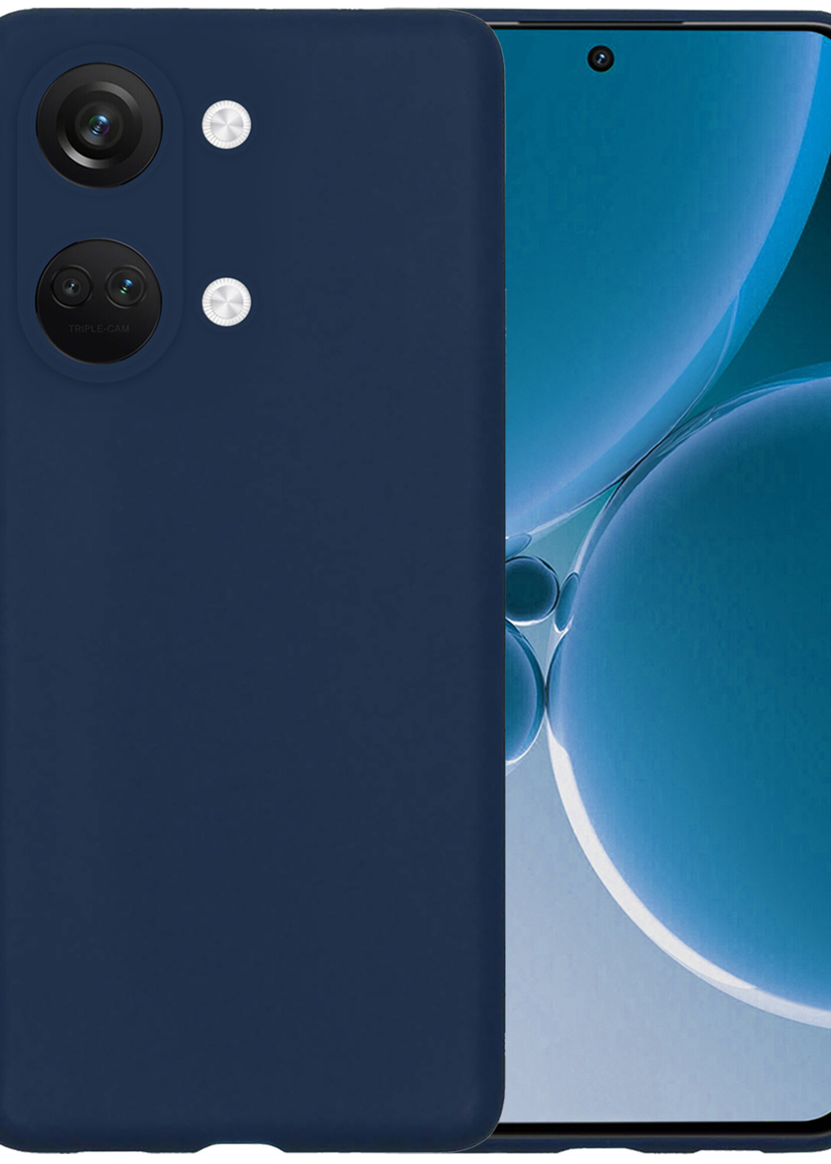 BTH Hoesje Geschikt voor OnePlus Nord 3 Hoesje Siliconen Case Hoes - Hoes Geschikt voor OnePlus Nord 3 Hoes Cover Case - Donkerblauw