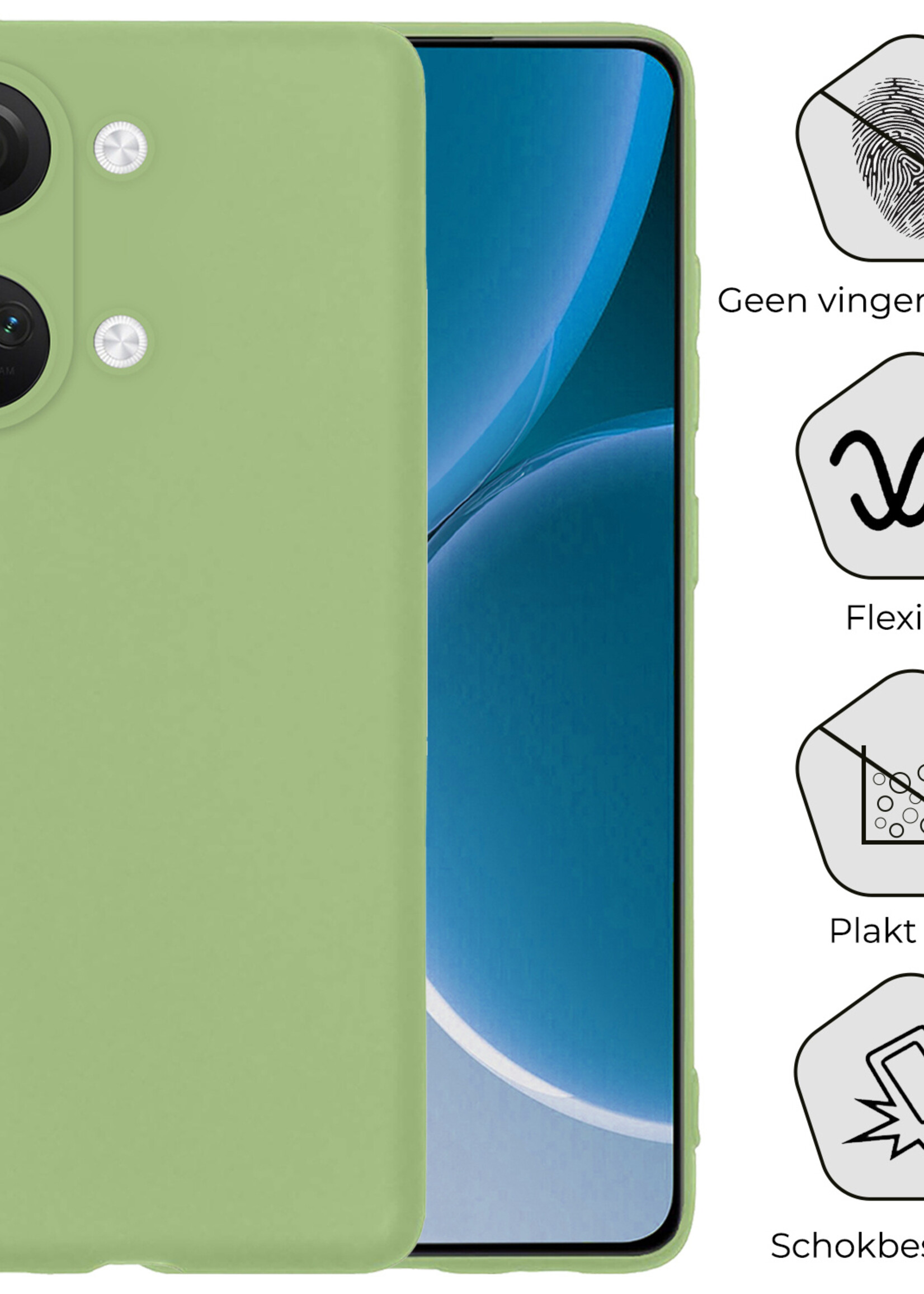 BTH Hoesje Geschikt voor OnePlus Nord 3 Hoesje Siliconen Case Hoes - Hoes Geschikt voor OnePlus Nord 3 Hoes Cover Case - Groen