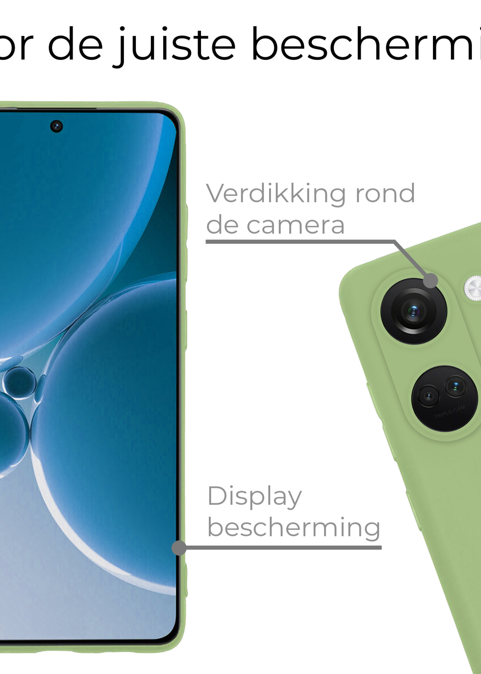 BTH Hoesje Geschikt voor OnePlus Nord 3 Hoesje Siliconen Case Hoes - Hoes Geschikt voor OnePlus Nord 3 Hoes Cover Case - Groen