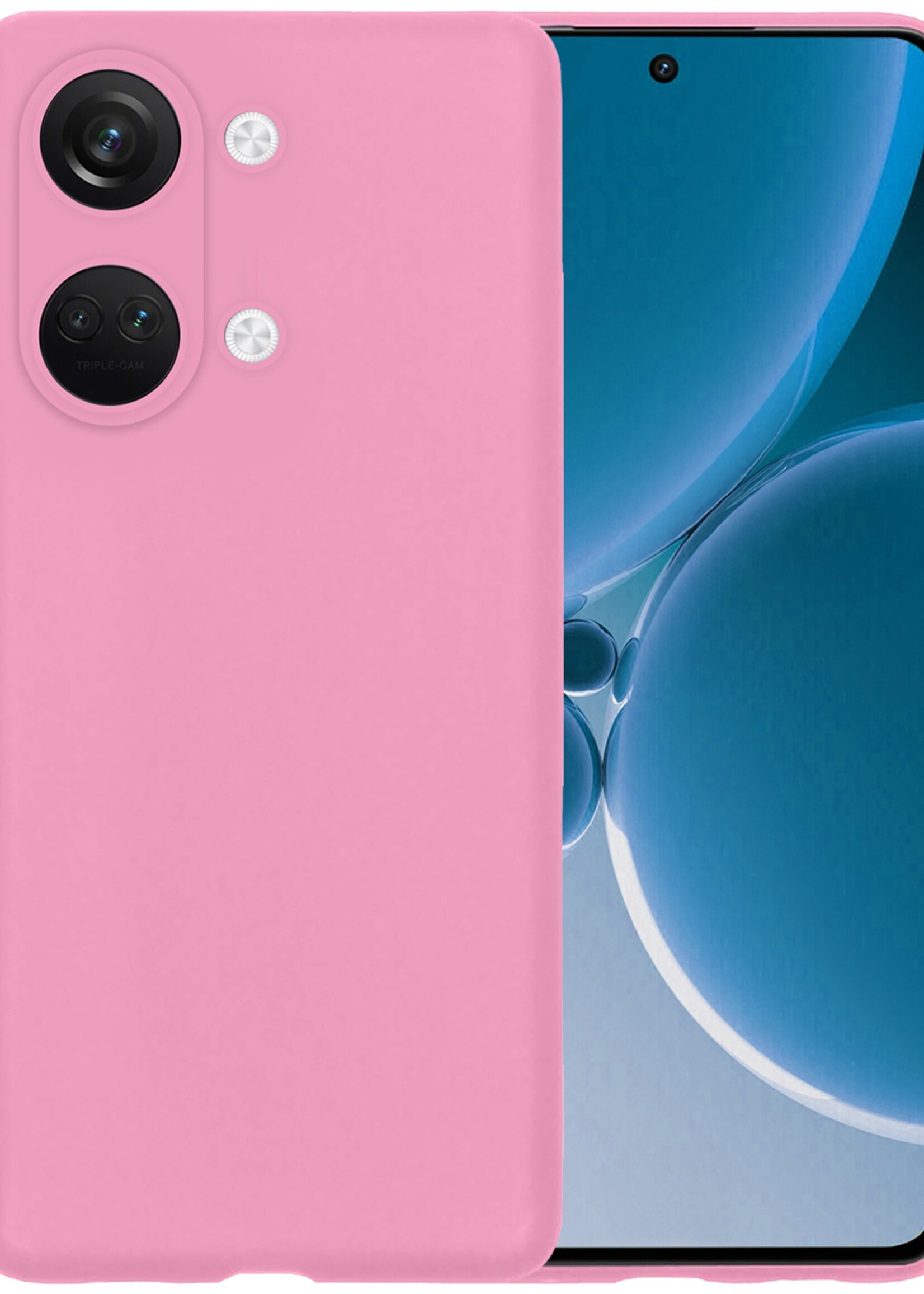 BTH Hoesje Geschikt voor OnePlus Nord 3 Hoesje Siliconen Case Hoes - Hoes Geschikt voor OnePlus Nord 3 Hoes Cover Case - Lichtroze