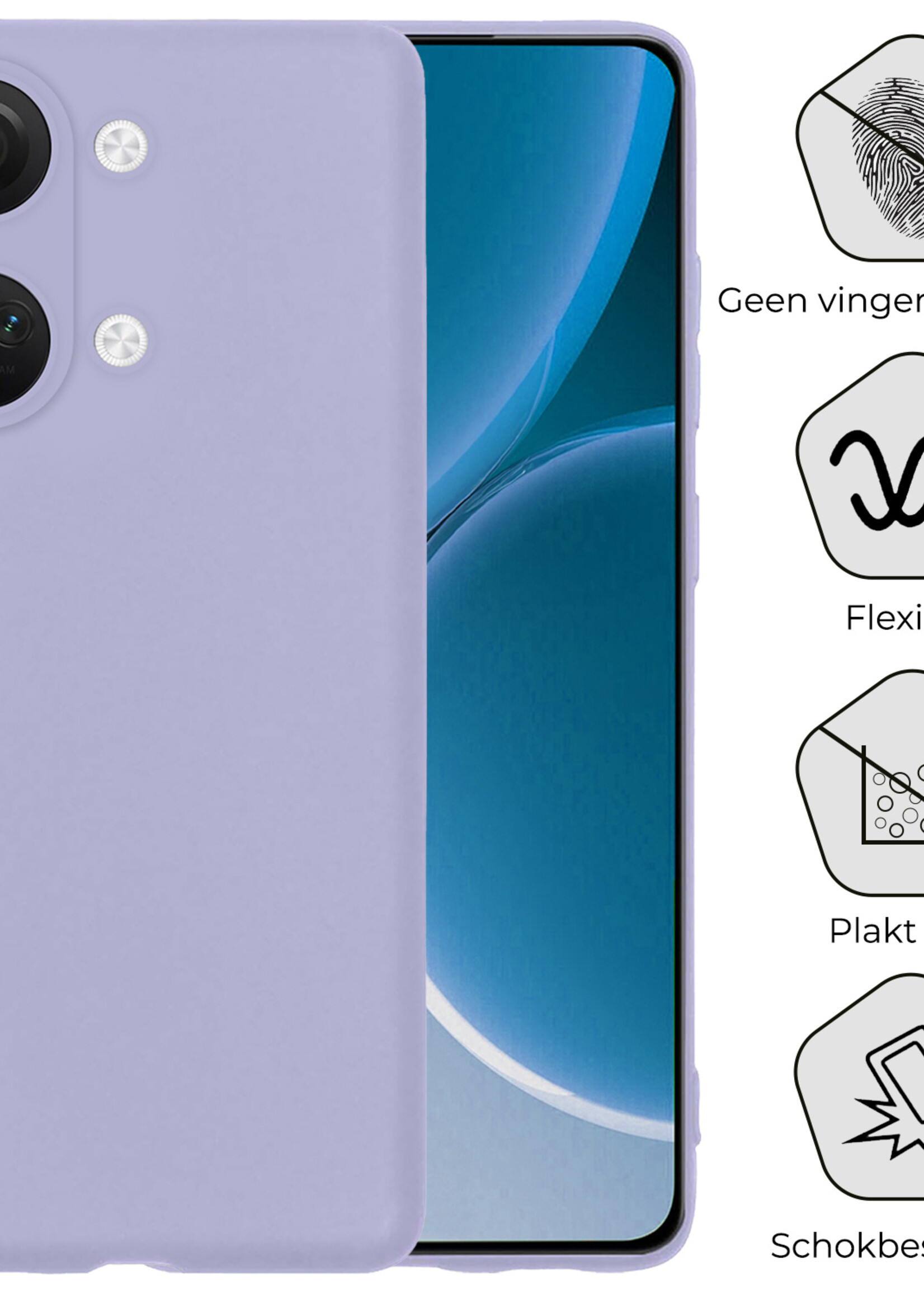 BTH Hoesje Geschikt voor OnePlus Nord 3 Hoesje Siliconen Case Hoes - Hoes Geschikt voor OnePlus Nord 3 Hoes Cover Case - Lila