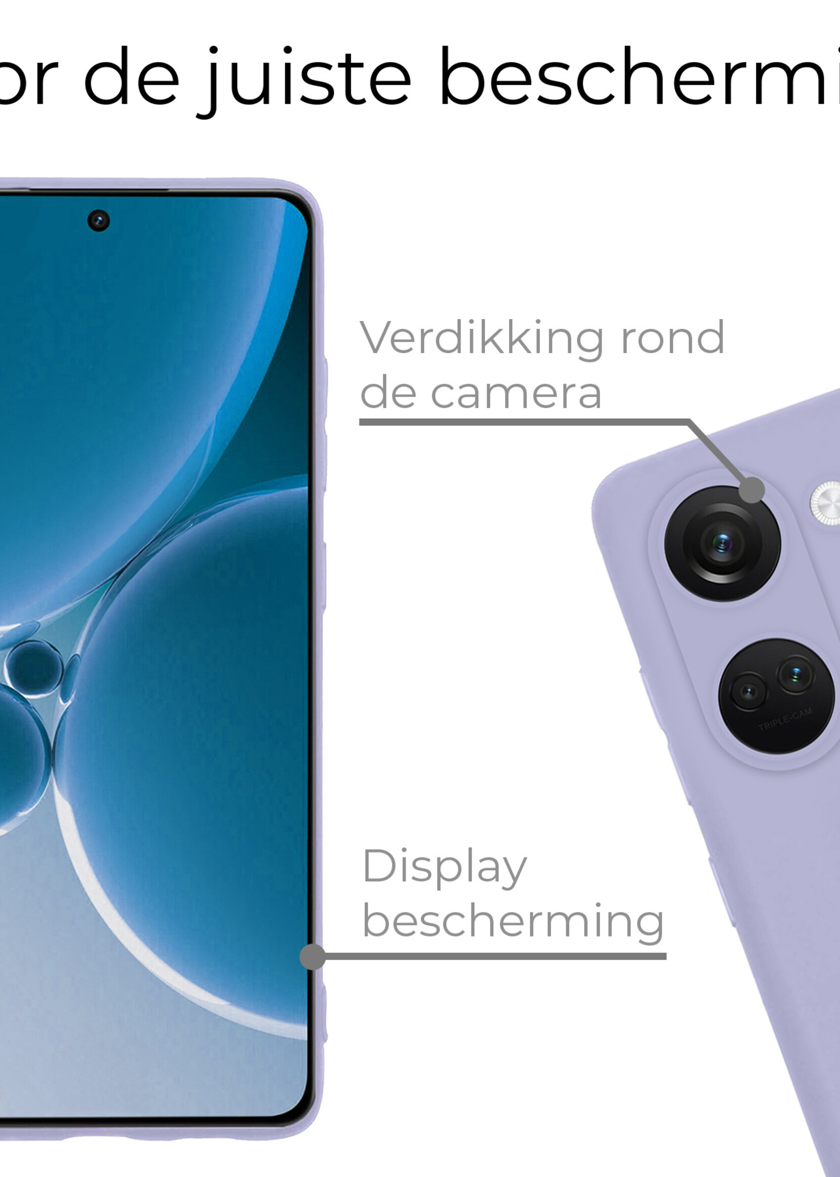 BTH Hoesje Geschikt voor OnePlus Nord 3 Hoesje Siliconen Case Hoes - Hoes Geschikt voor OnePlus Nord 3 Hoes Cover Case - Lila
