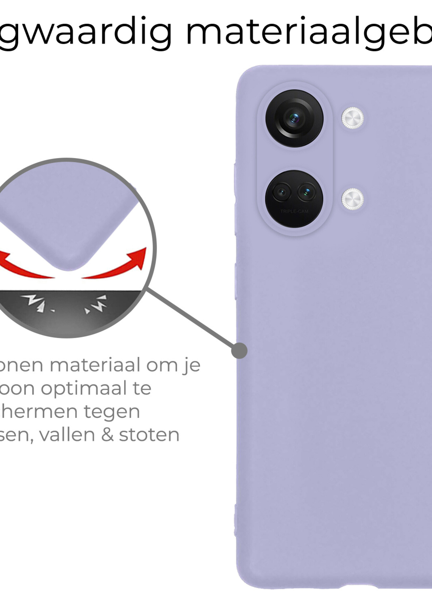 BTH Hoesje Geschikt voor OnePlus Nord 3 Hoesje Siliconen Case Hoes - Hoes Geschikt voor OnePlus Nord 3 Hoes Cover Case - Lila
