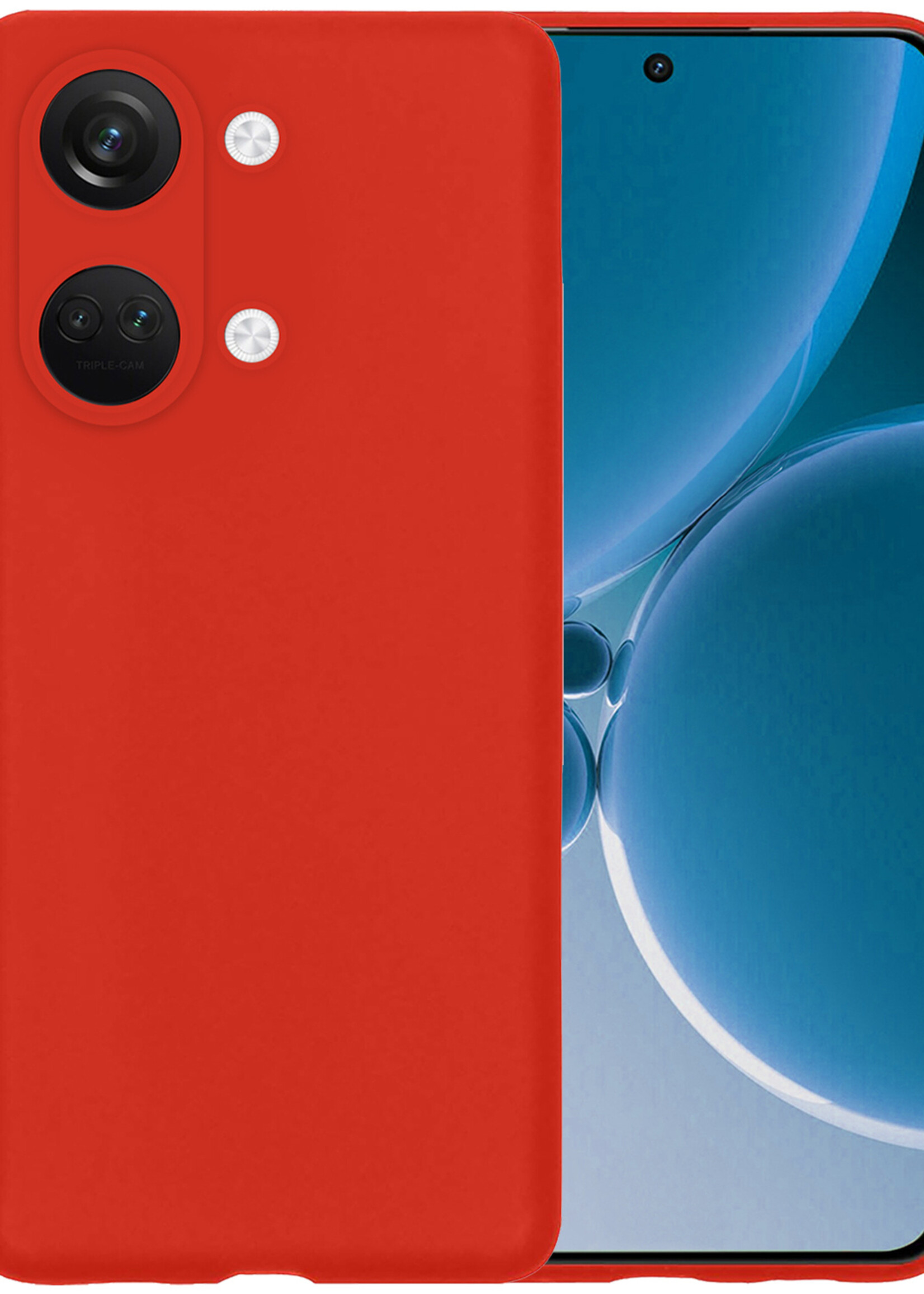 BTH Hoesje Geschikt voor OnePlus Nord 3 Hoesje Siliconen Case Hoes - Hoes Geschikt voor OnePlus Nord 3 Hoes Cover Case - Rood