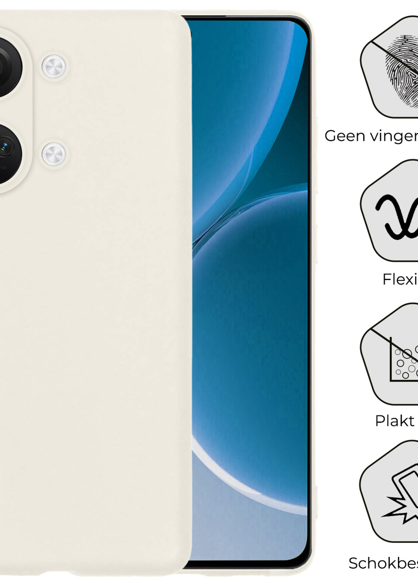 BTH Hoesje Geschikt voor OnePlus Nord 3 Hoesje Siliconen Case Hoes - Hoes Geschikt voor OnePlus Nord 3 Hoes Cover Case - Wit