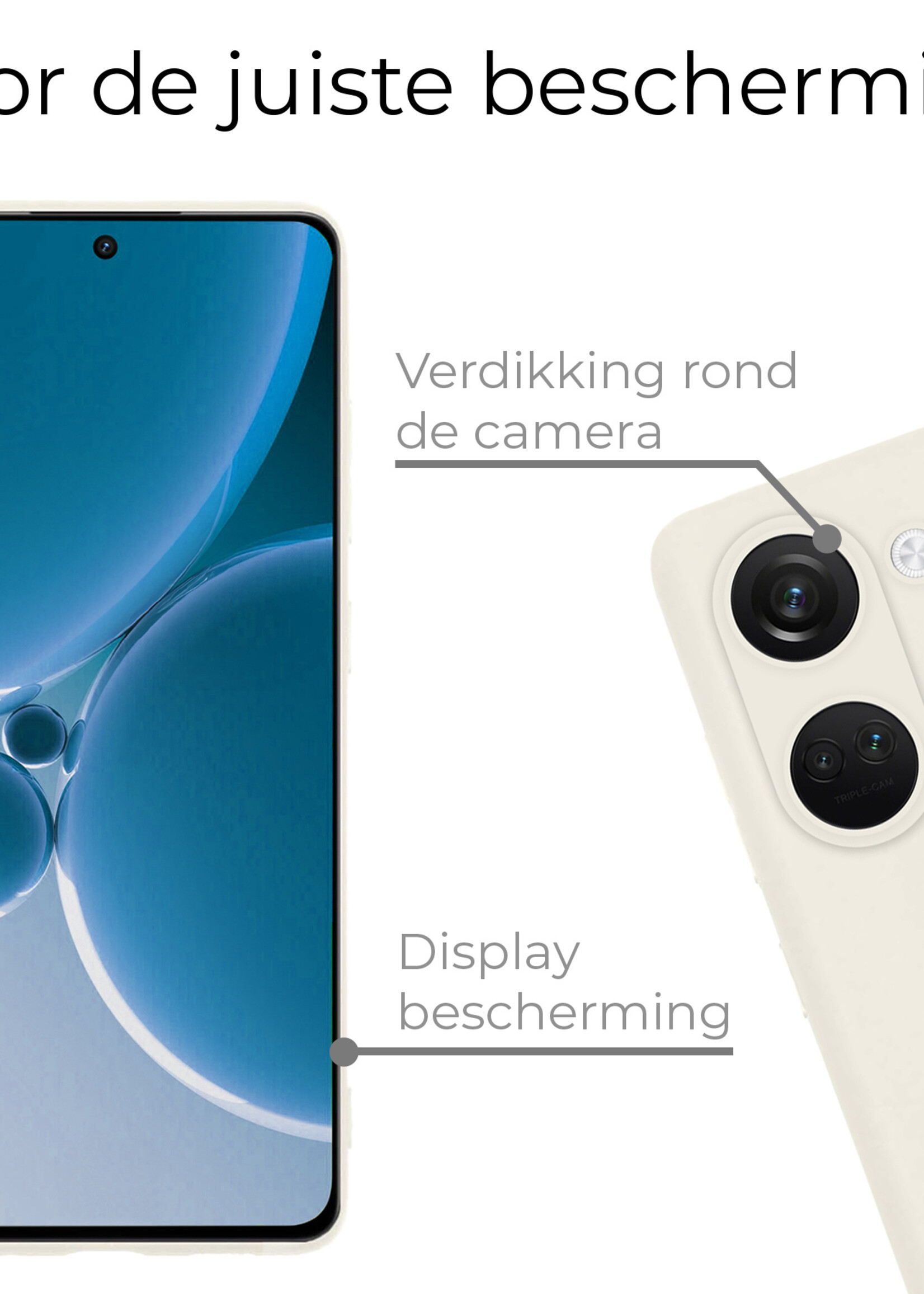 BTH Hoesje Geschikt voor OnePlus Nord 3 Hoesje Siliconen Case Hoes - Hoes Geschikt voor OnePlus Nord 3 Hoes Cover Case - Wit