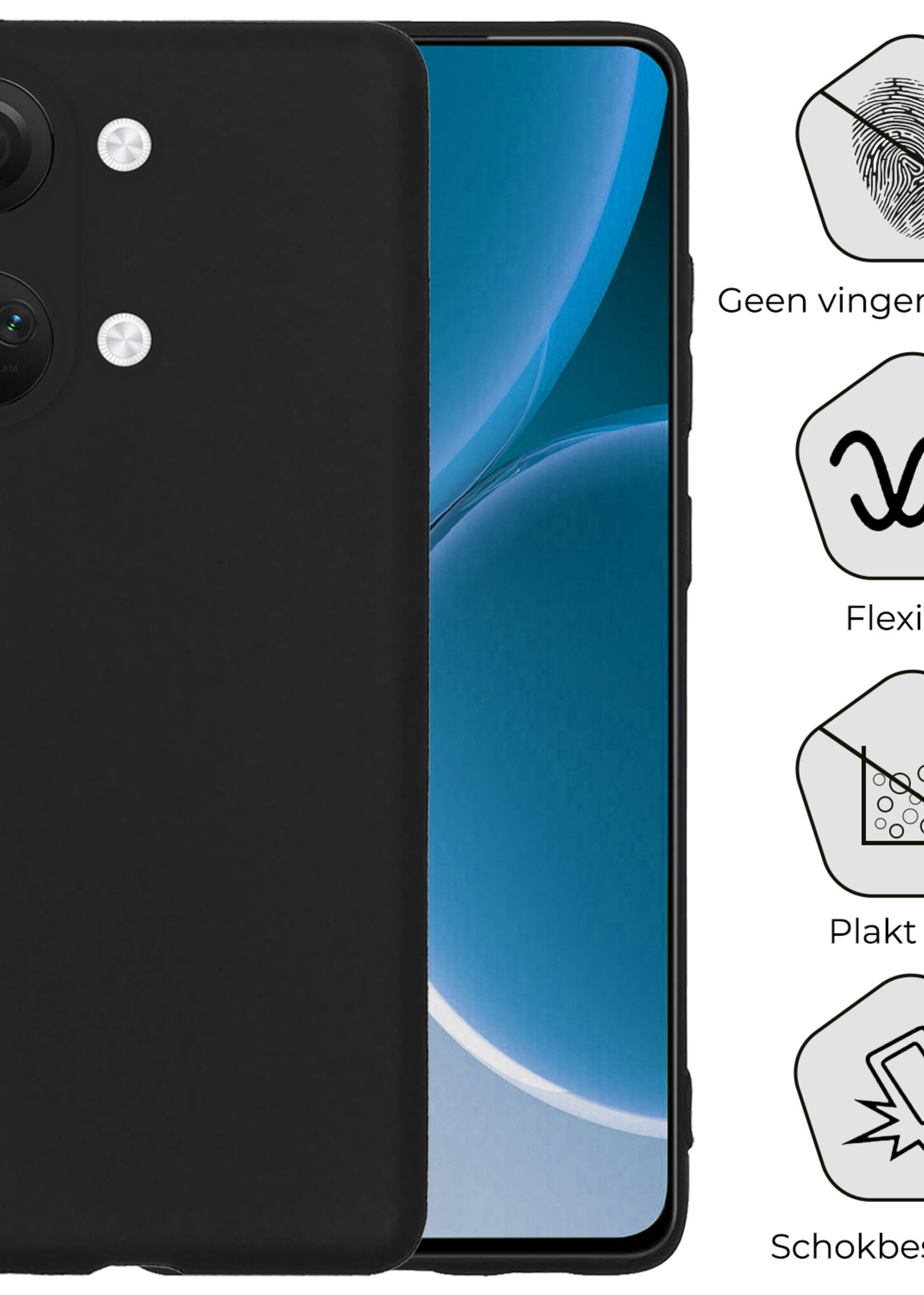 BTH Hoesje Geschikt voor OnePlus Nord 3 Hoesje Siliconen Case Hoes - Hoes Geschikt voor OnePlus Nord 3 Hoes Cover Case - Zwart