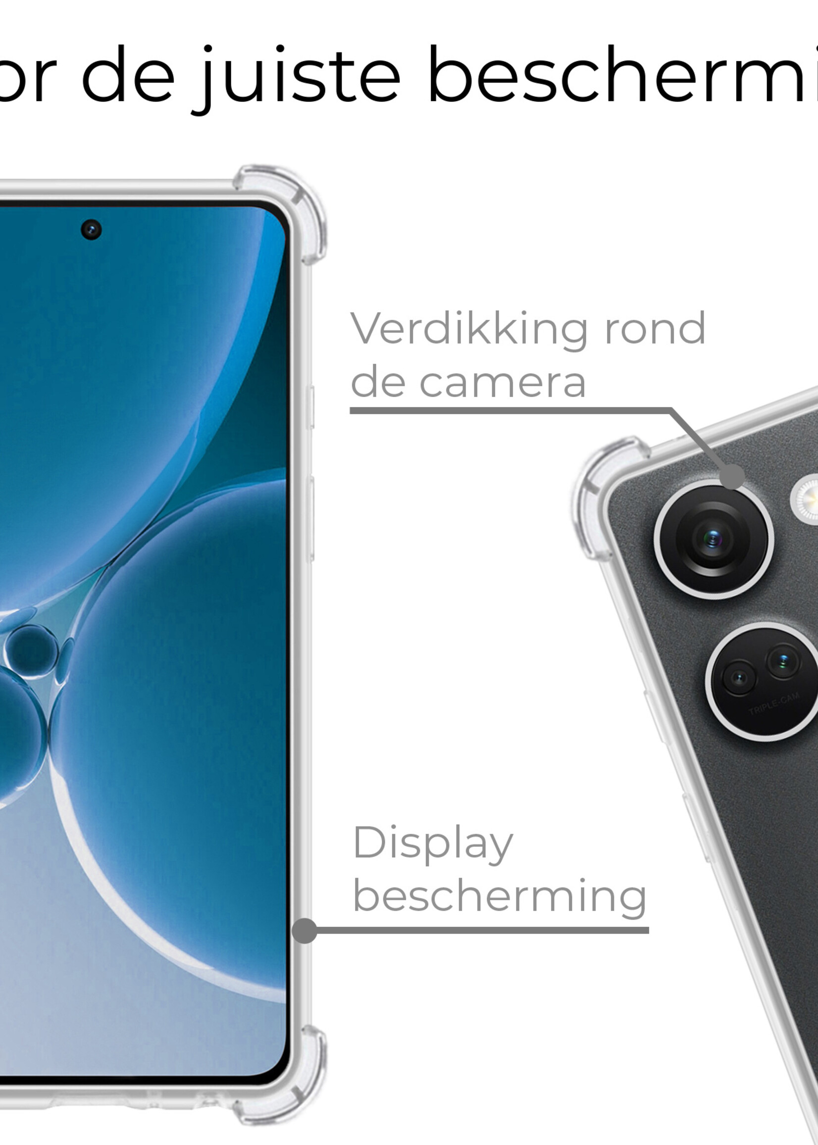 BTH Hoesje Geschikt voor OnePlus Nord 3 Hoesje Siliconen Shock Proof Case Hoes Met 2x Screenprotector - Hoes Geschikt voor OnePlus Nord 3 Hoes Cover Case Shockproof - Transparant
