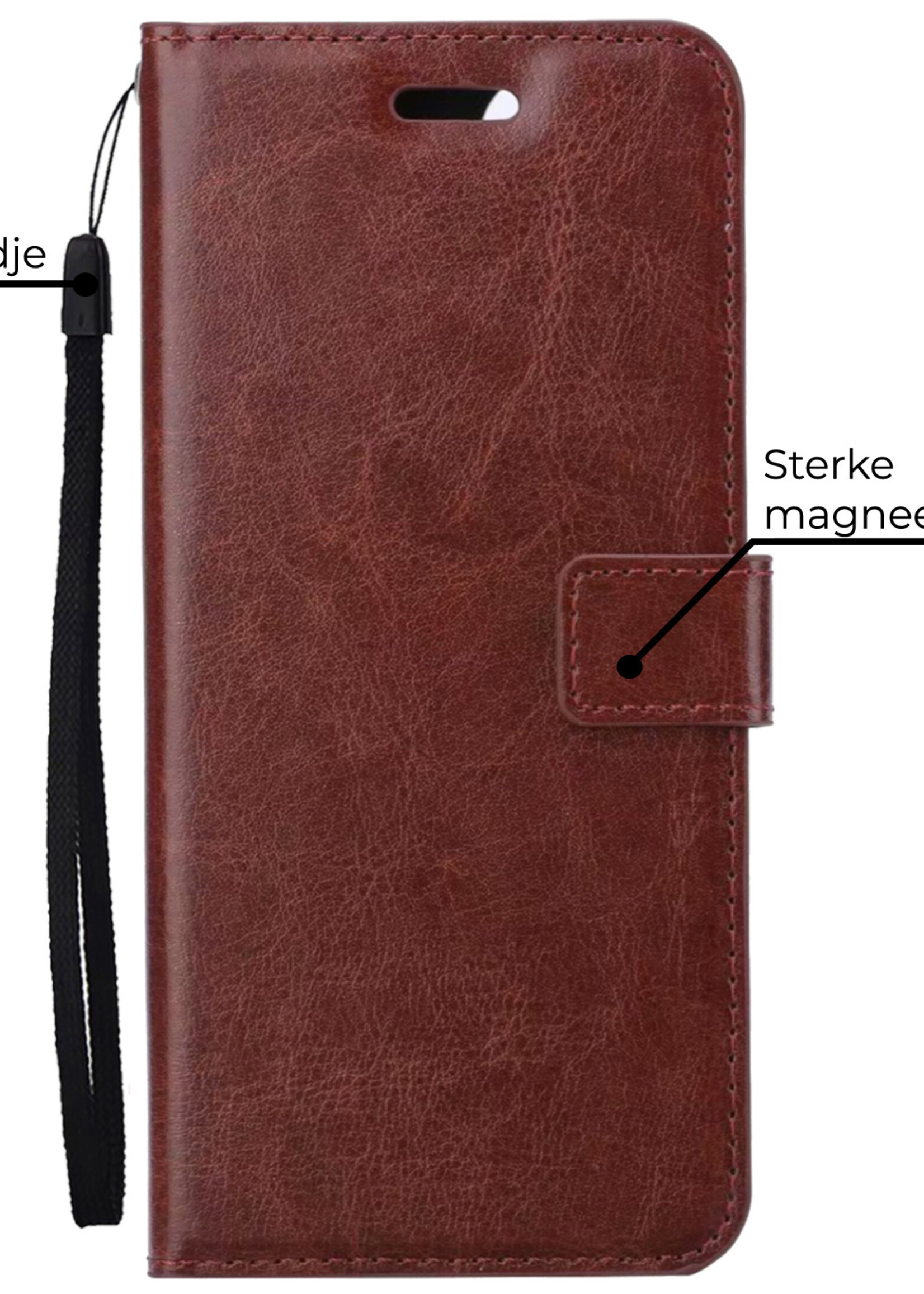 BTH Hoesje Geschikt voor OnePlus Nord 3 Hoesje Book Case Hoes Portemonnee Cover Walletcase Met Screenprotector - Hoes Geschikt voor OnePlus Nord 3 Hoes Bookcase Hoesje - Bruin