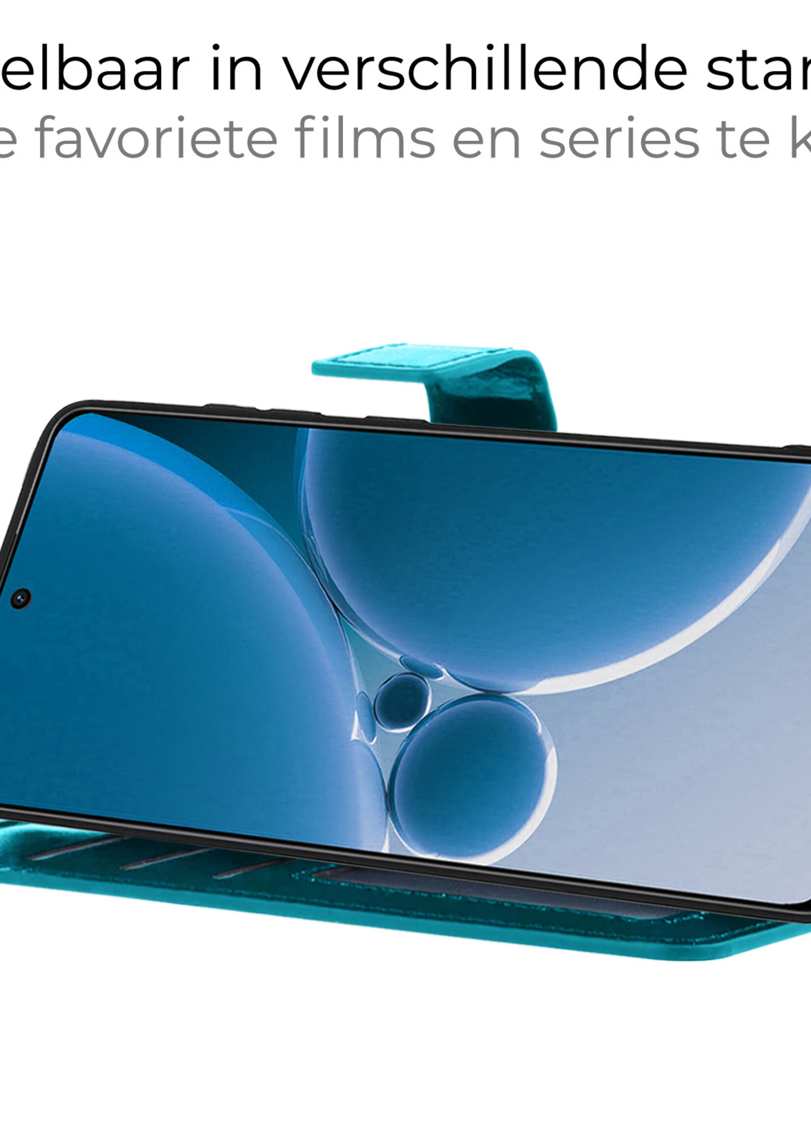 BTH Hoesje Geschikt voor OnePlus Nord 3 Hoesje Book Case Hoes Portemonnee Cover Walletcase Met Screenprotector - Hoes Geschikt voor OnePlus Nord 3 Hoes Bookcase Hoesje - Turquoise