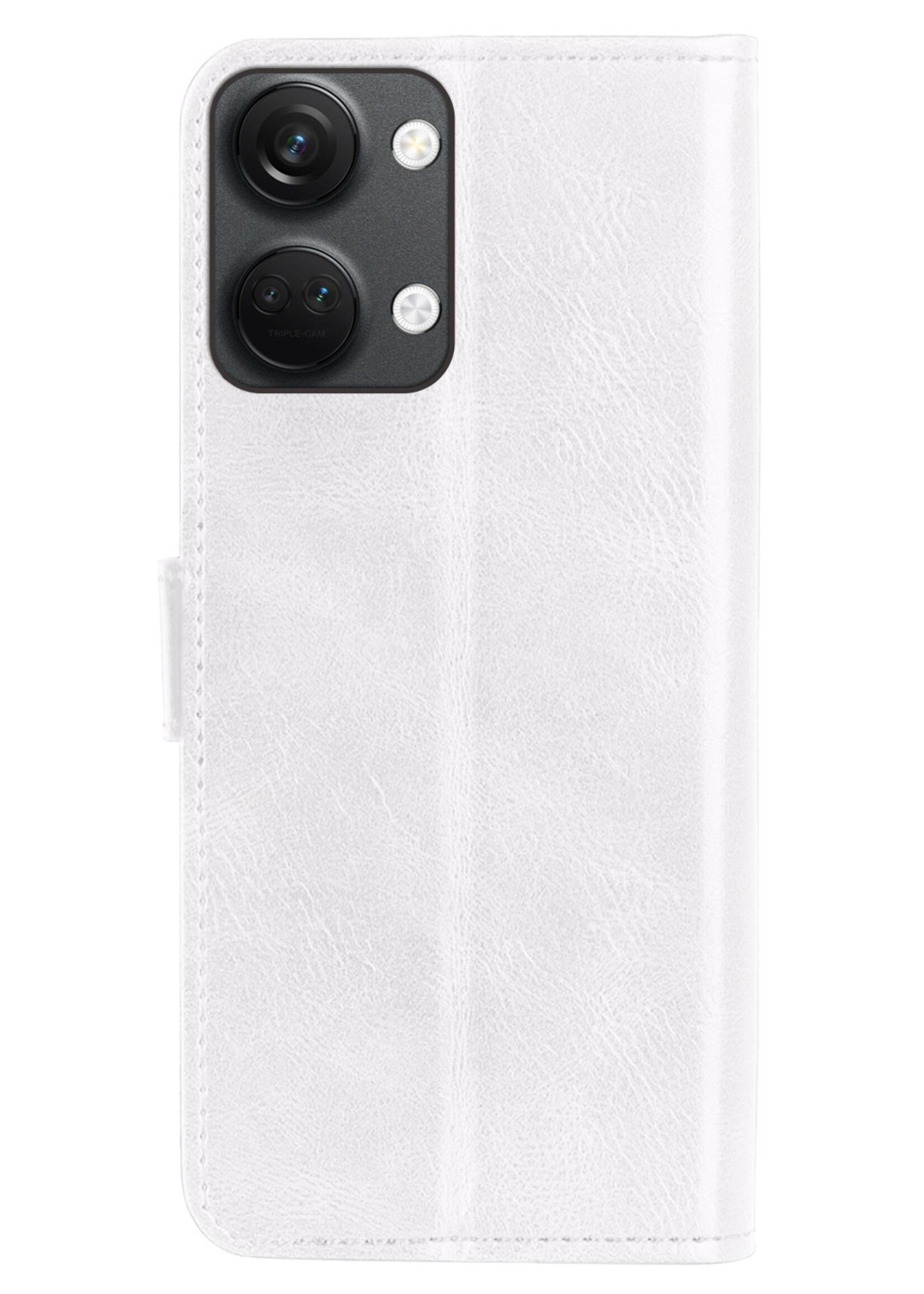 BTH Hoesje Geschikt voor OnePlus Nord 3 Hoesje Book Case Hoes Portemonnee Cover Walletcase Met Screenprotector - Hoes Geschikt voor OnePlus Nord 3 Hoes Bookcase Hoesje - Wit