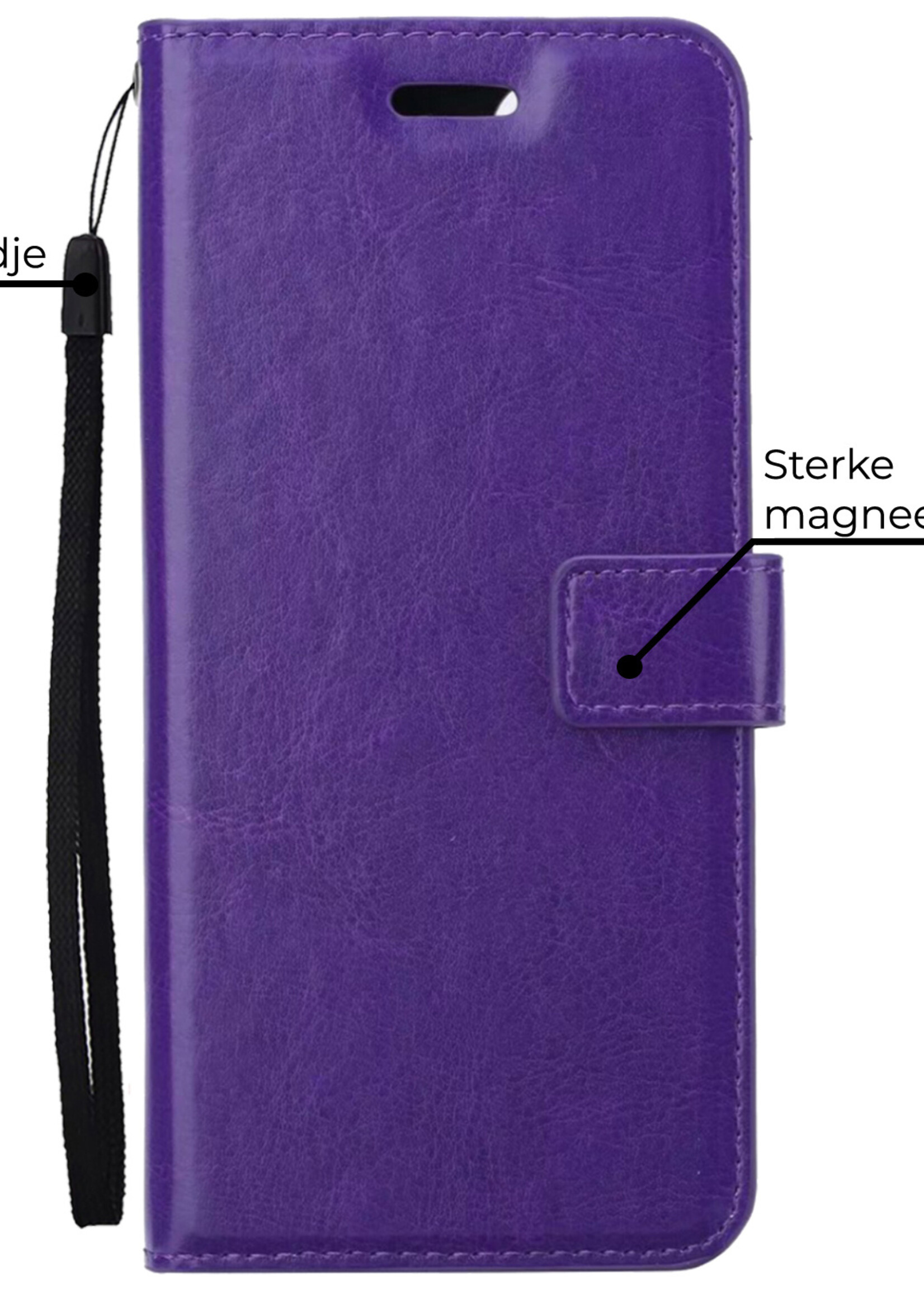 BTH Hoesje Geschikt voor OnePlus Nord 3 Hoesje Book Case Hoes Portemonnee Cover Walletcase Met 2x Screenprotector - Hoes Geschikt voor OnePlus Nord 3 Hoes Bookcase Hoesje - Paars