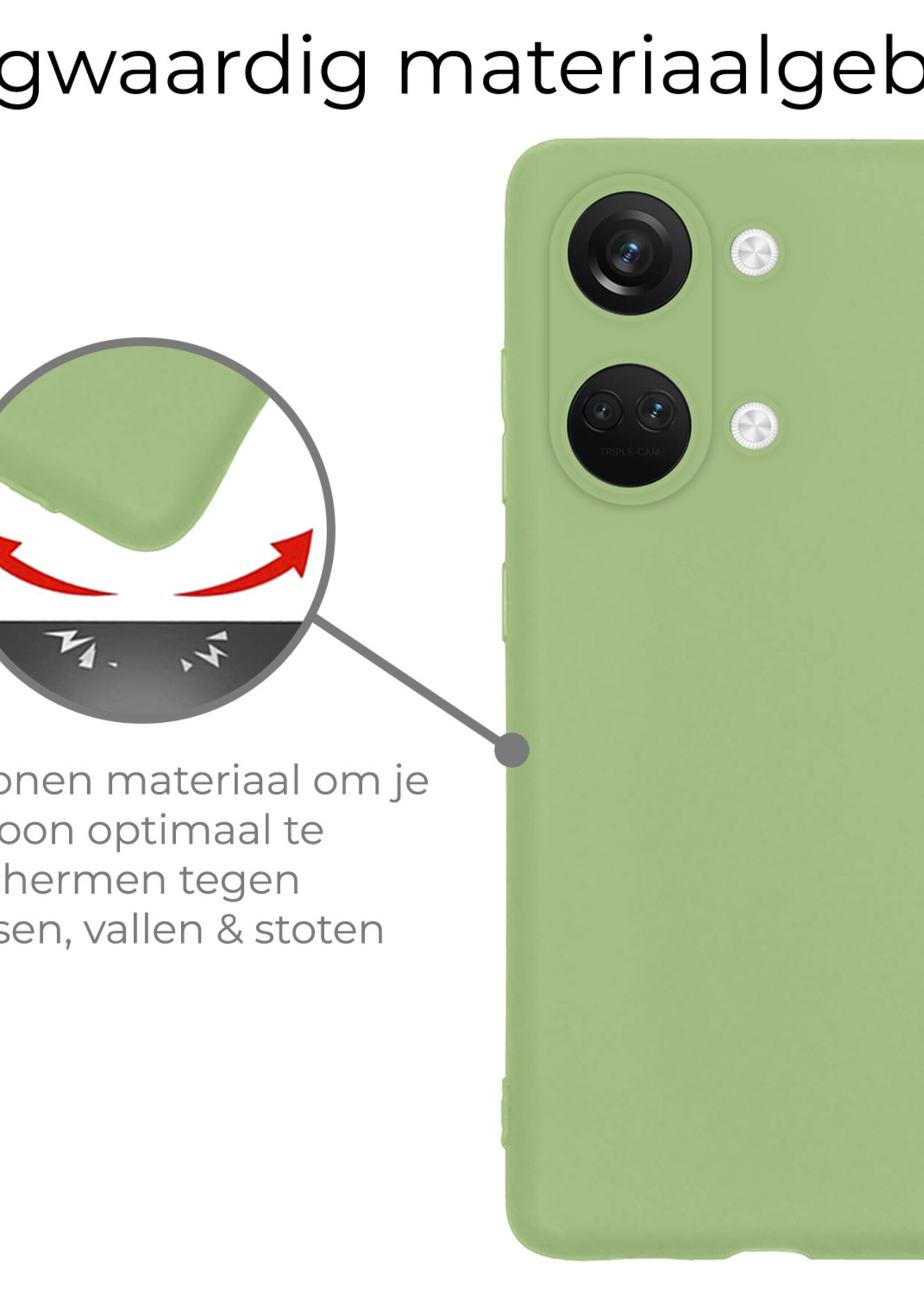 BTH Hoesje Geschikt voor OnePlus Nord 3 Hoesje Siliconen Case Hoes - Hoes Geschikt voor OnePlus Nord 3 Hoes Cover Case - Groen - 2 PACK