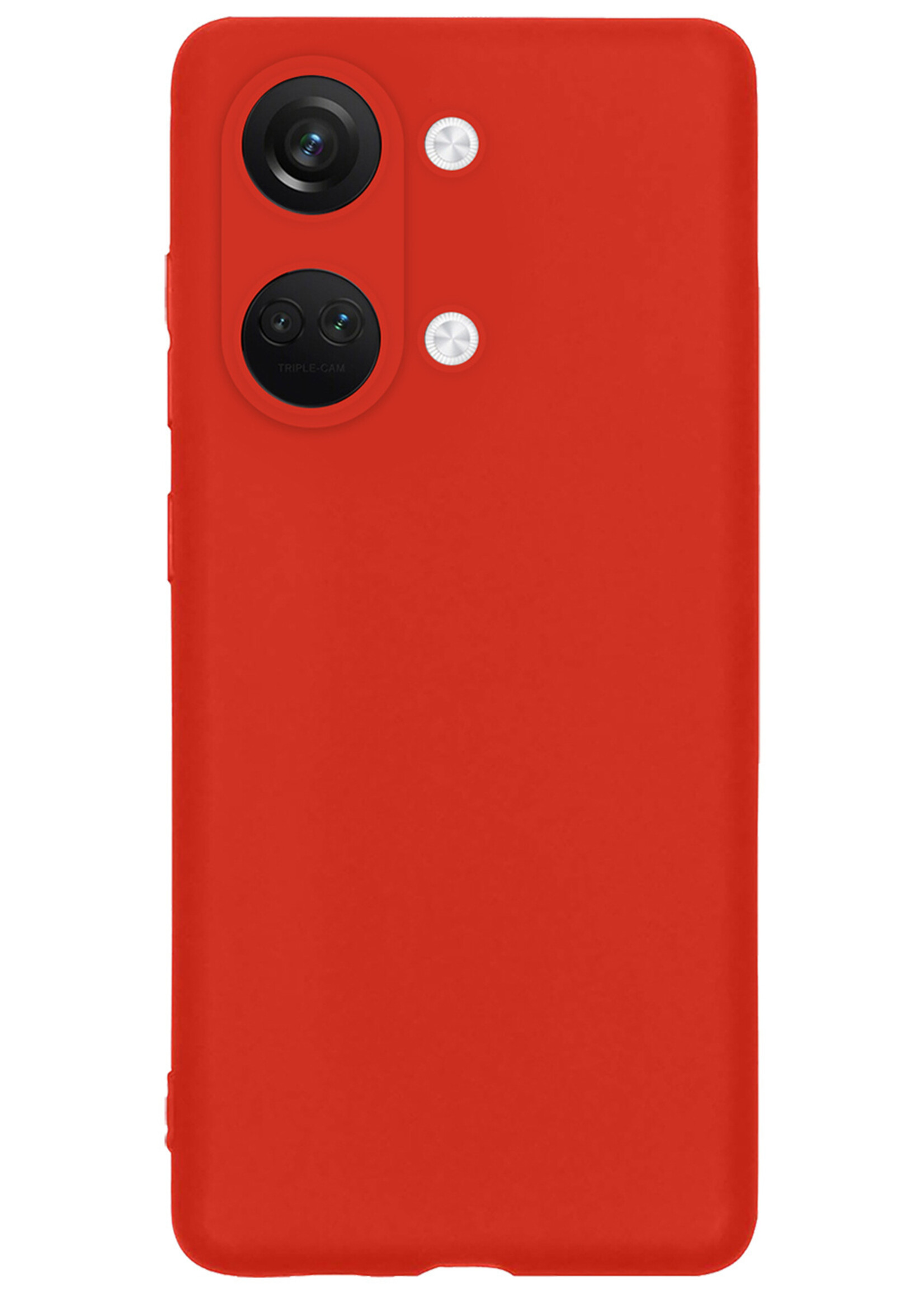 BTH Hoesje Geschikt voor OnePlus Nord 3 Hoesje Siliconen Case Hoes - Hoes Geschikt voor OnePlus Nord 3 Hoes Cover Case - Rood - 2 PACK