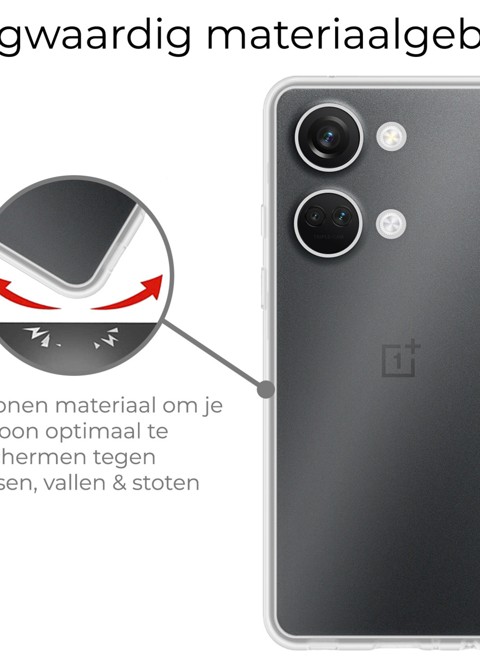 BTH Hoesje Geschikt voor OnePlus Nord 3 Hoesje Siliconen Case Hoes - Hoes Geschikt voor OnePlus Nord 3 Hoes Cover Case - Transparant - 2 PACK