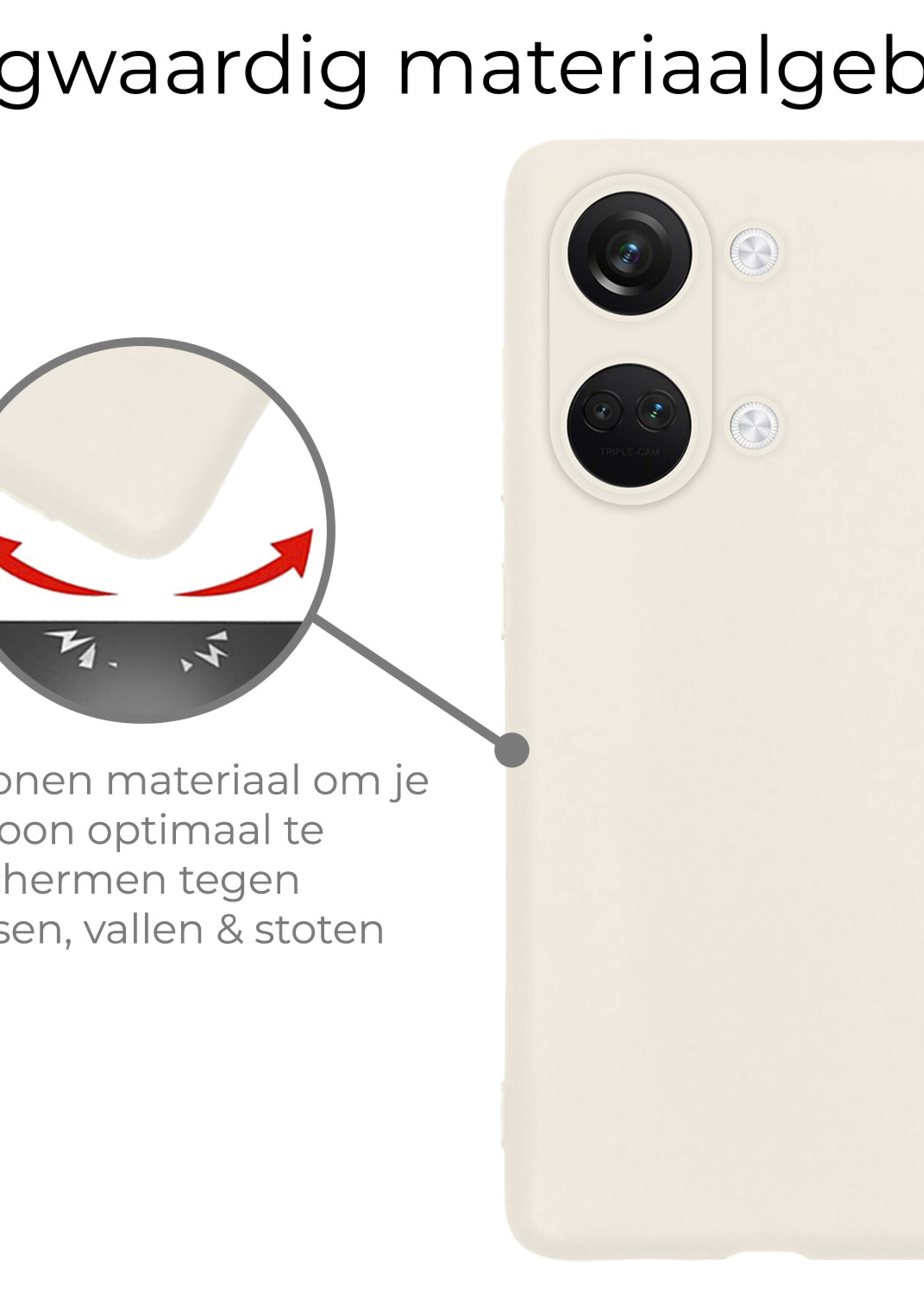 BTH Hoesje Geschikt voor OnePlus Nord 3 Hoesje Siliconen Case Hoes - Hoes Geschikt voor OnePlus Nord 3 Hoes Cover Case - Wit - 2 PACK