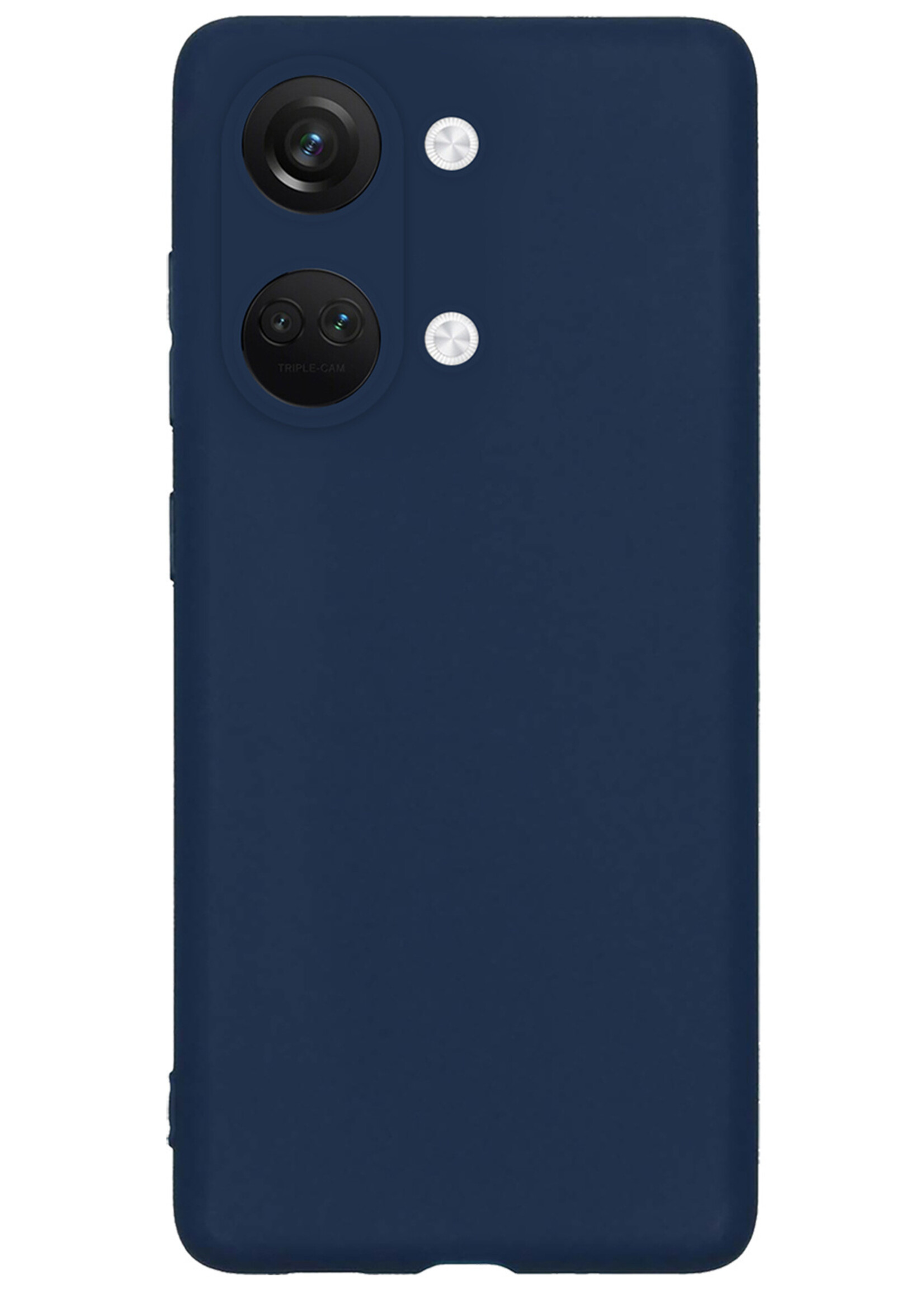 BTH Hoesje Geschikt voor OnePlus Nord 3 Hoesje Siliconen Case Hoes Met Screenprotector - Hoes Geschikt voor OnePlus Nord 3 Hoes Cover Case - Donkerblauw