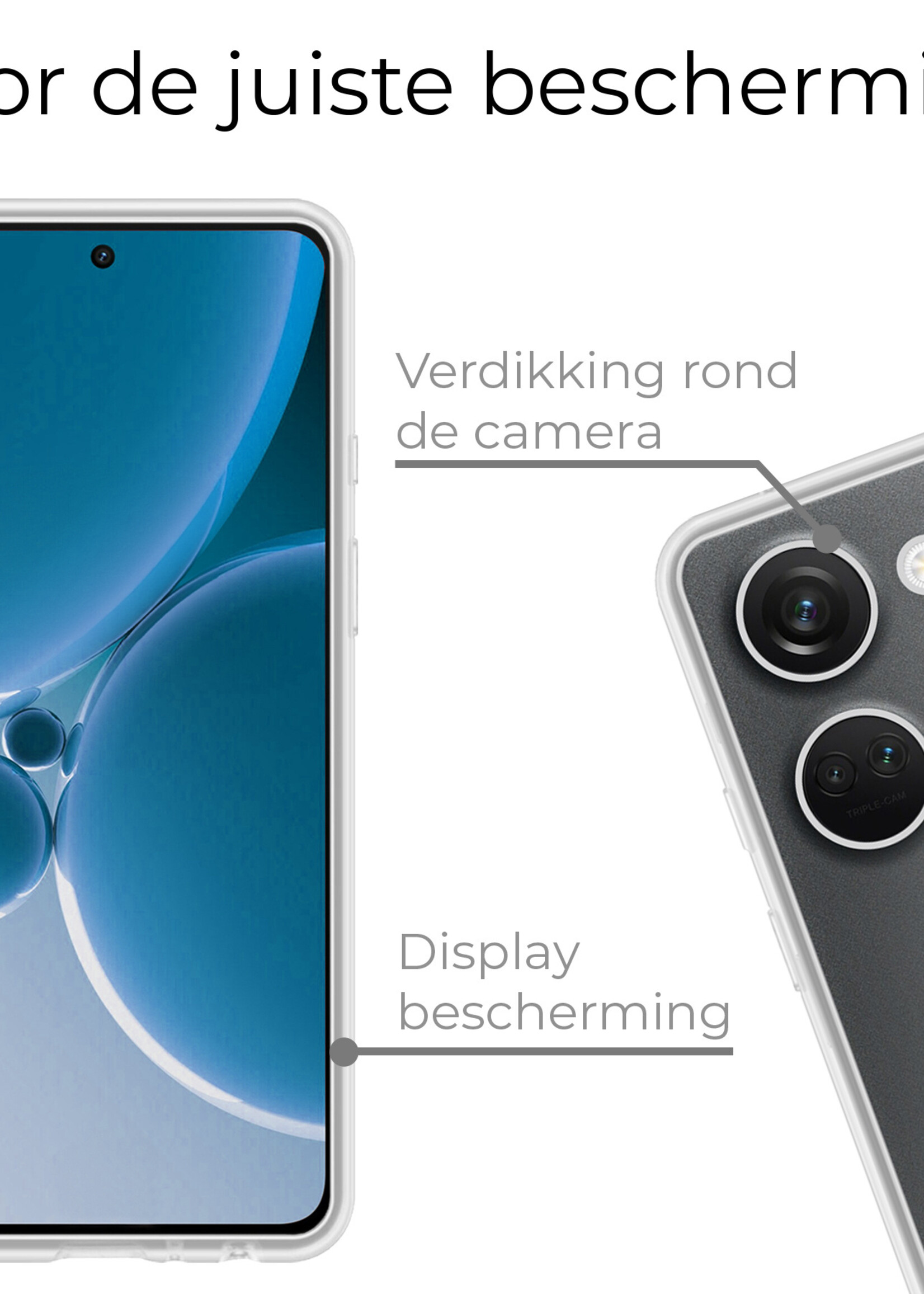 BTH Hoesje Geschikt voor OnePlus Nord 3 Hoesje Siliconen Case Hoes Met Screenprotector - Hoes Geschikt voor OnePlus Nord 3 Hoes Cover Case - Transparant