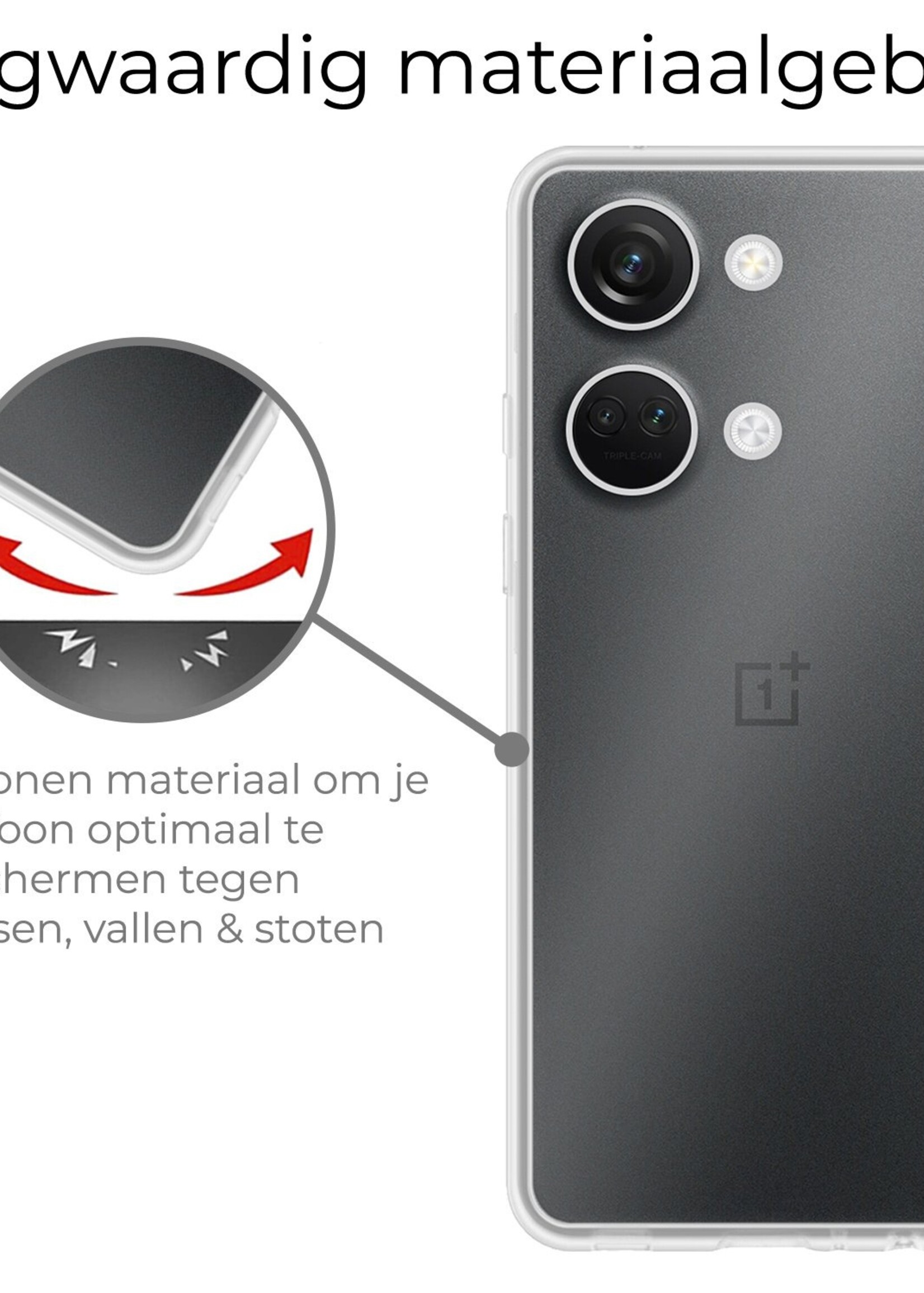 BTH Hoesje Geschikt voor OnePlus Nord 3 Hoesje Siliconen Case Hoes Met Screenprotector - Hoes Geschikt voor OnePlus Nord 3 Hoes Cover Case - Transparant