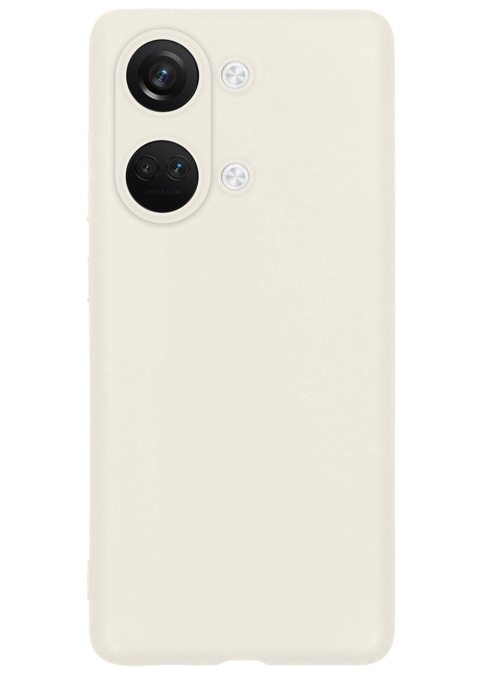 BTH Hoesje Geschikt voor OnePlus Nord 3 Hoesje Siliconen Case Hoes Met Screenprotector - Hoes Geschikt voor OnePlus Nord 3 Hoes Cover Case - Wit