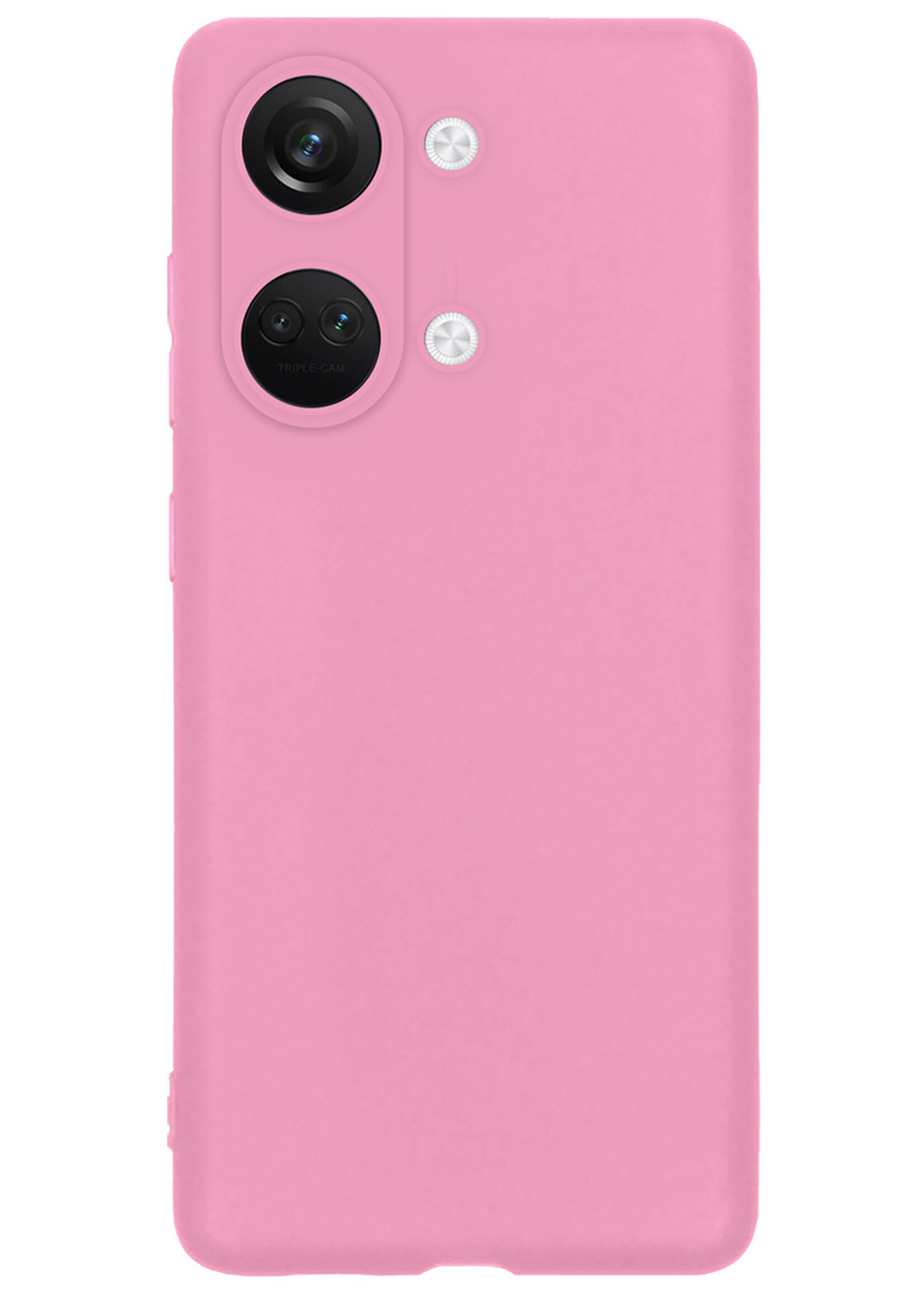 BTH Hoesje Geschikt voor OnePlus Nord 3 Hoesje Siliconen Case Hoes Met 2x Screenprotector - Hoes Geschikt voor OnePlus Nord 3 Hoes Cover Case - Lichtroze