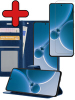 BTH BTH OnePlus Nord 3 Hoesje Bookcase Met Screenprotector - Donkerblauw