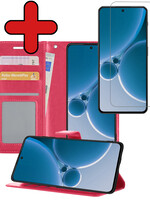 BTH BTH OnePlus Nord 3 Hoesje Bookcase Met Screenprotector - Donkerroze