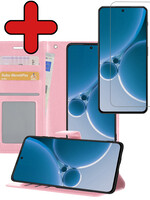 BTH BTH OnePlus Nord 3 Hoesje Bookcase Met Screenprotector - Lichtroze