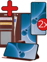 BTH BTH OnePlus Nord 3 Hoesje Bookcase Met 2x Screenprotector - Bruin