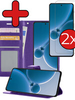 BTH BTH OnePlus Nord 3 Hoesje Bookcase Met 2x Screenprotector - Paars