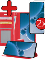 BTH BTH OnePlus Nord 3 Hoesje Bookcase Met 2x Screenprotector - Rood