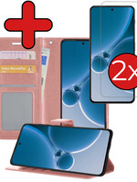BTH BTH OnePlus Nord 3 Hoesje Bookcase Met 2x Screenprotector - Rose Goud