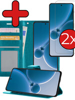 BTH BTH OnePlus Nord 3 Hoesje Bookcase Met 2x Screenprotector - Turquoise