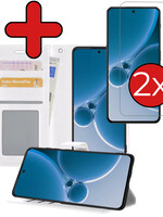 BTH BTH OnePlus Nord 3 Hoesje Bookcase Met 2x Screenprotector - Wit