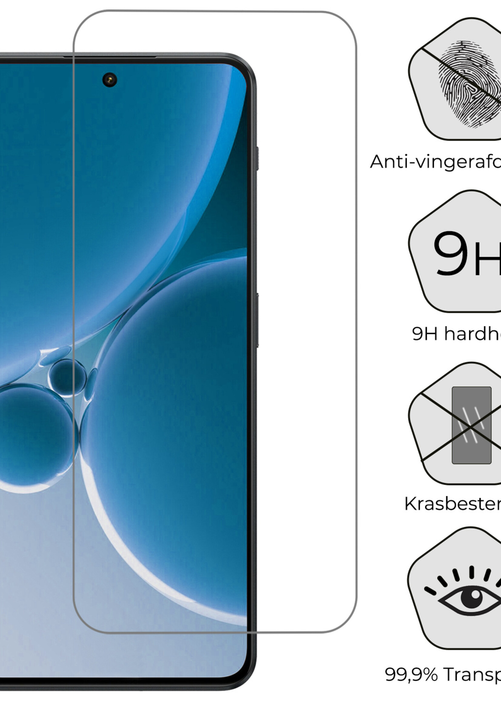 BTH Hoesje Geschikt voor OnePlus Nord 3 Hoesje Book Case Hoes Portemonnee Cover Walletcase Met 2x Screenprotector - Hoes Geschikt voor OnePlus Nord 3 Hoes Bookcase Hoesje - Wit