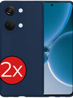 BTH BTH OnePlus Nord 3 Hoesje Siliconen - Donkerblauw - 2 PACK