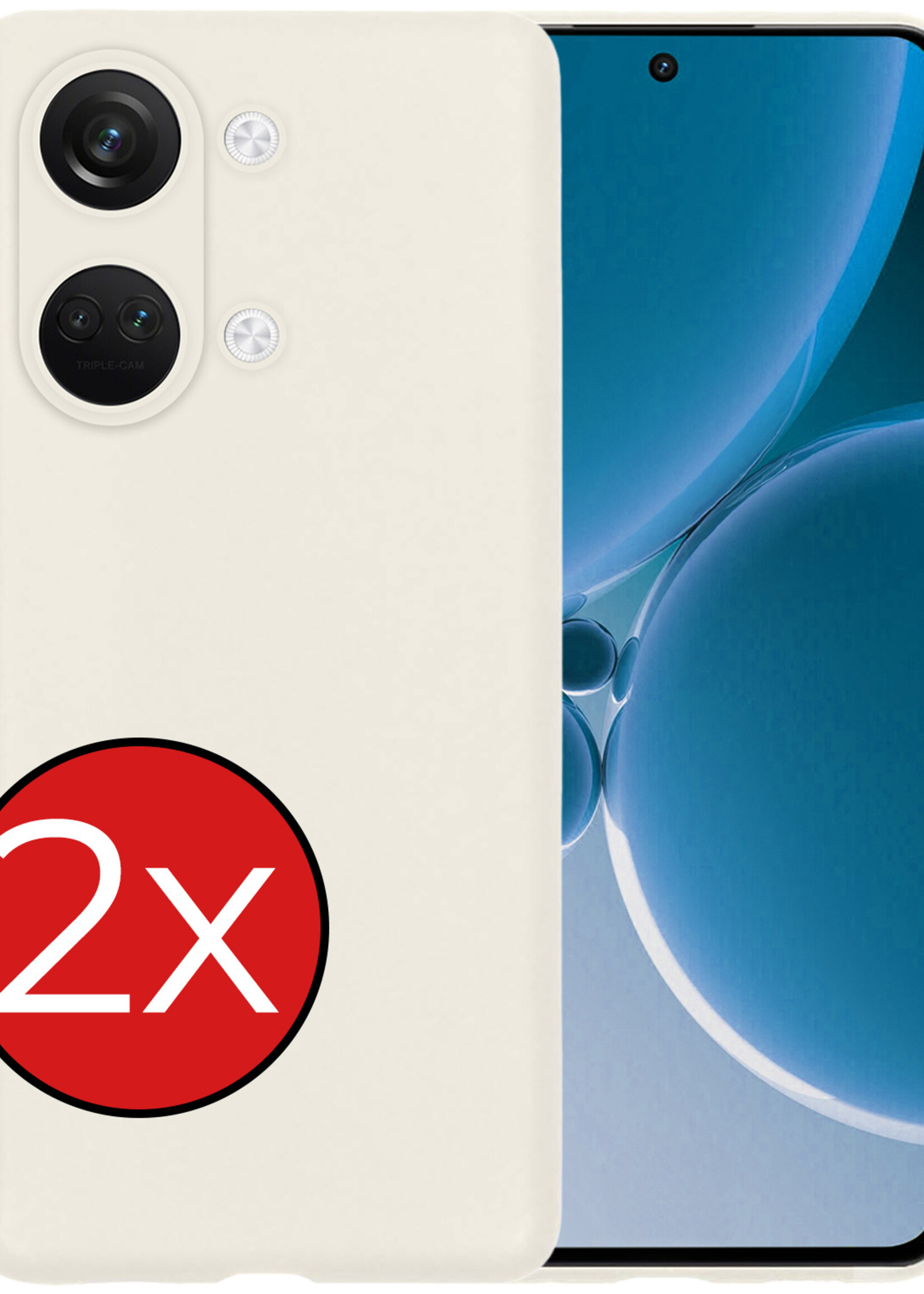 BTH Hoesje Geschikt voor OnePlus Nord 3 Hoesje Siliconen Case Hoes - Hoes Geschikt voor OnePlus Nord 3 Hoes Cover Case - Wit - 2 PACK