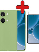 BTH BTH OnePlus Nord 3 Hoesje Siliconen Met Screenprotector  - Groen