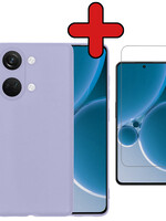 BTH BTH OnePlus Nord 3 Hoesje Siliconen Met Screenprotector  - Lila