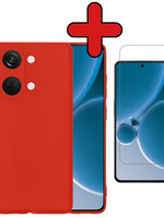 BTH BTH OnePlus Nord 3 Hoesje Siliconen Met Screenprotector  - Rood