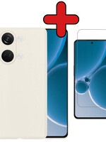 BTH BTH OnePlus Nord 3 Hoesje Siliconen Met Screenprotector  - Wit