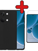 BTH BTH OnePlus Nord 3 Hoesje Siliconen Met Screenprotector  - Zwart