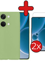 BTH BTH OnePlus Nord 3 Hoesje Siliconen Met 2x Screenprotector  - Groen