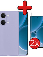 BTH BTH OnePlus Nord 3 Hoesje Siliconen Met 2x Screenprotector  - Lila