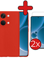 BTH BTH OnePlus Nord 3 Hoesje Siliconen Met 2x Screenprotector  - Rood