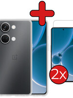 BTH BTH OnePlus Nord 3 Hoesje Siliconen Met 2x Screenprotector  - Transparant