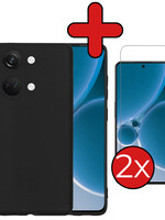 BTH BTH OnePlus Nord 3 Hoesje Siliconen Met 2x Screenprotector  - Zwart