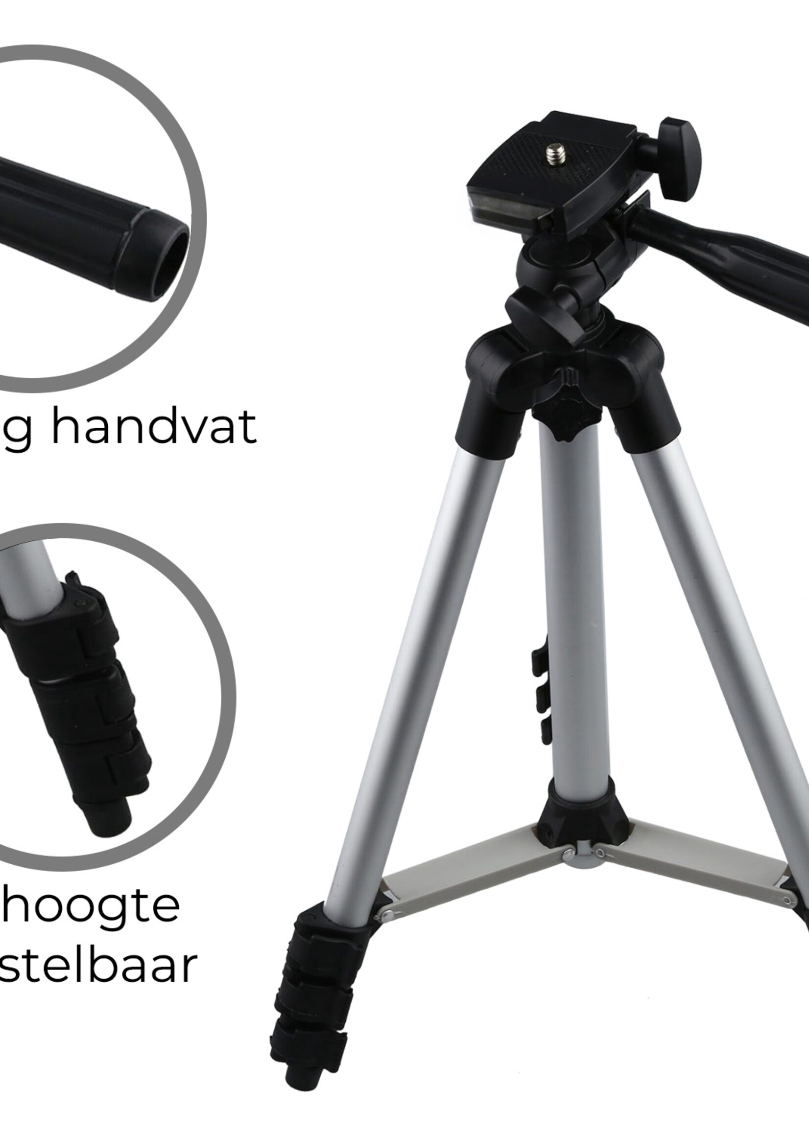 BTH Tripod Smartphone Statief Camera Tripod Verstelbaar Met Telefoon Houder 102 cm - Zwart