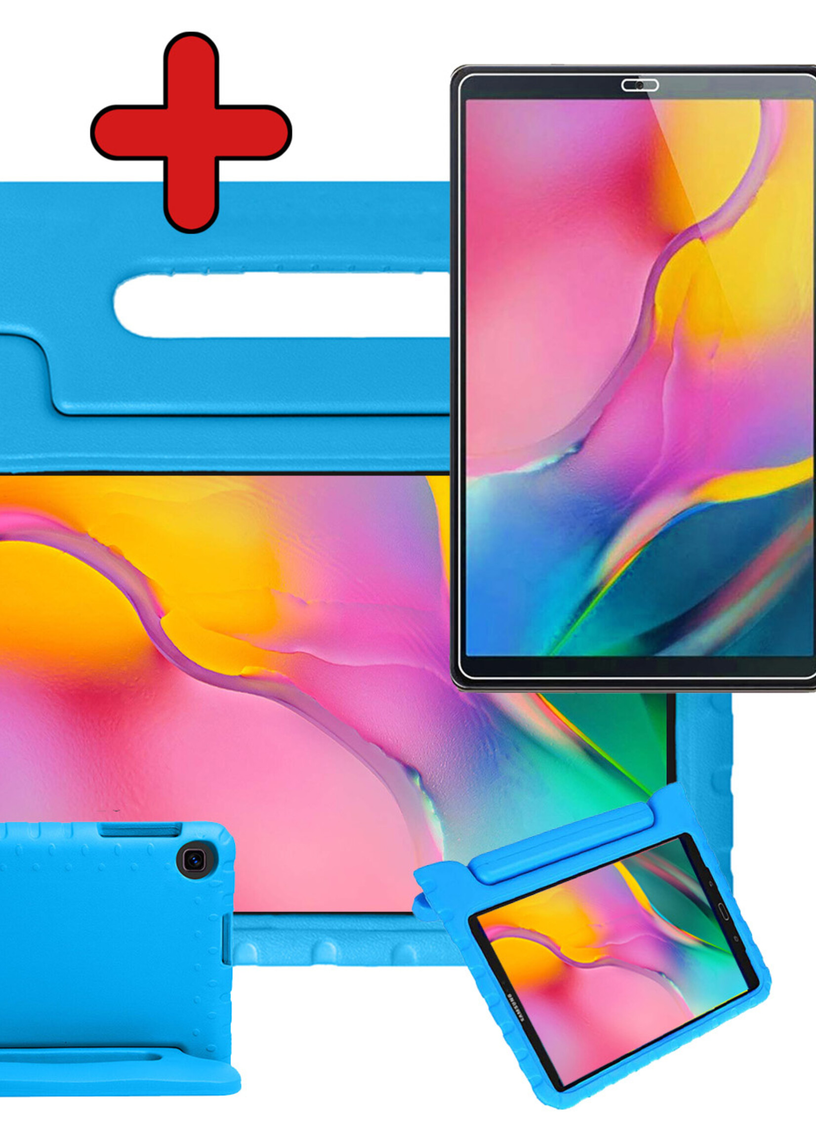 BTH Kinderhoes Geschikt voor Samsung Galaxy Tab A 10.1 2019 Hoes Kinder Hoesje Kids Case Cover Kidsproof Met Screenprotector - Hoesje Geschikt voor Samsung Tab A 10.1 2019 Hoesje Kinder Hoes - Blauw